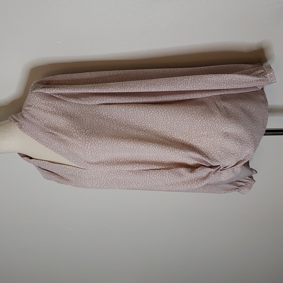 Adrianna Papell Pink Chiffon Blouse Twist Front Polka Dot Top Designer Summer - Picture 5 of 10